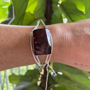 Sterling Silver/Amber Cuff Bracelet